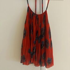 Red floral blouse